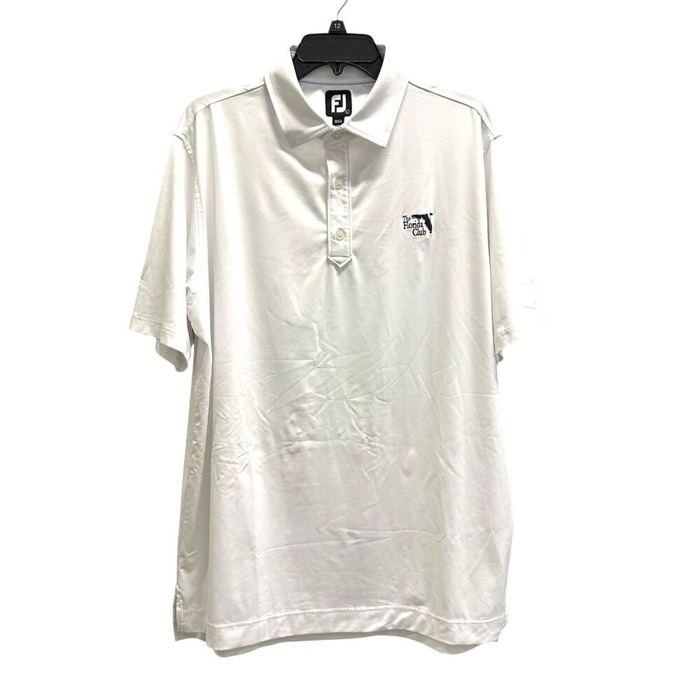 Foot Joy FJ Men's Golf Polo Shirt White Embroidered Florida Golf Club Size Large